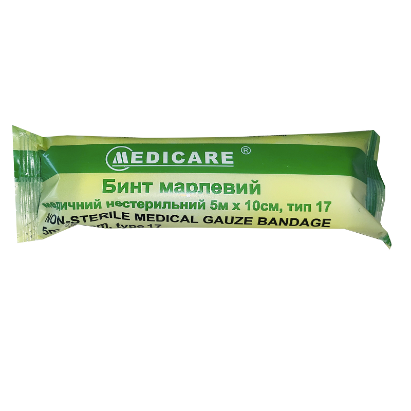 Бинт марлевий медичний нестерильний MEDICARE 5м х 10см, тип 17 (4820118178639)